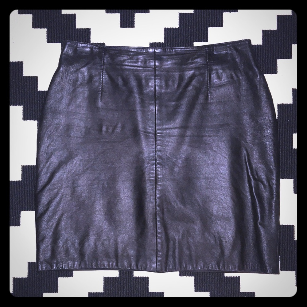 Vintage Black Leather Mini Skirt